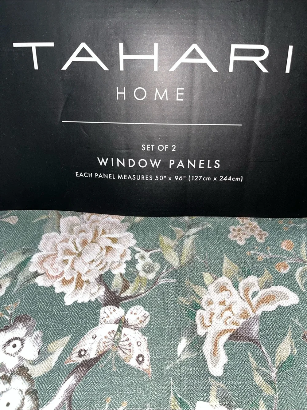 NWT Tahari Home Herringbone Botanical Design Drapes 50